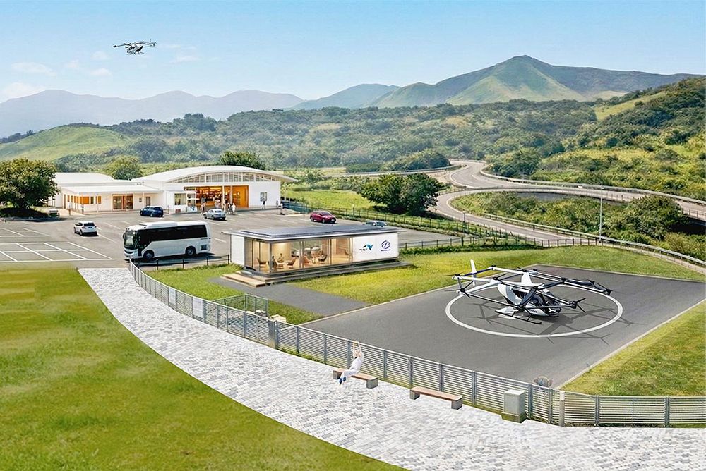 ＳＡ・ＰＡでの「空飛ぶクルマ」利用イメージ（ネクスコ西日本提供）