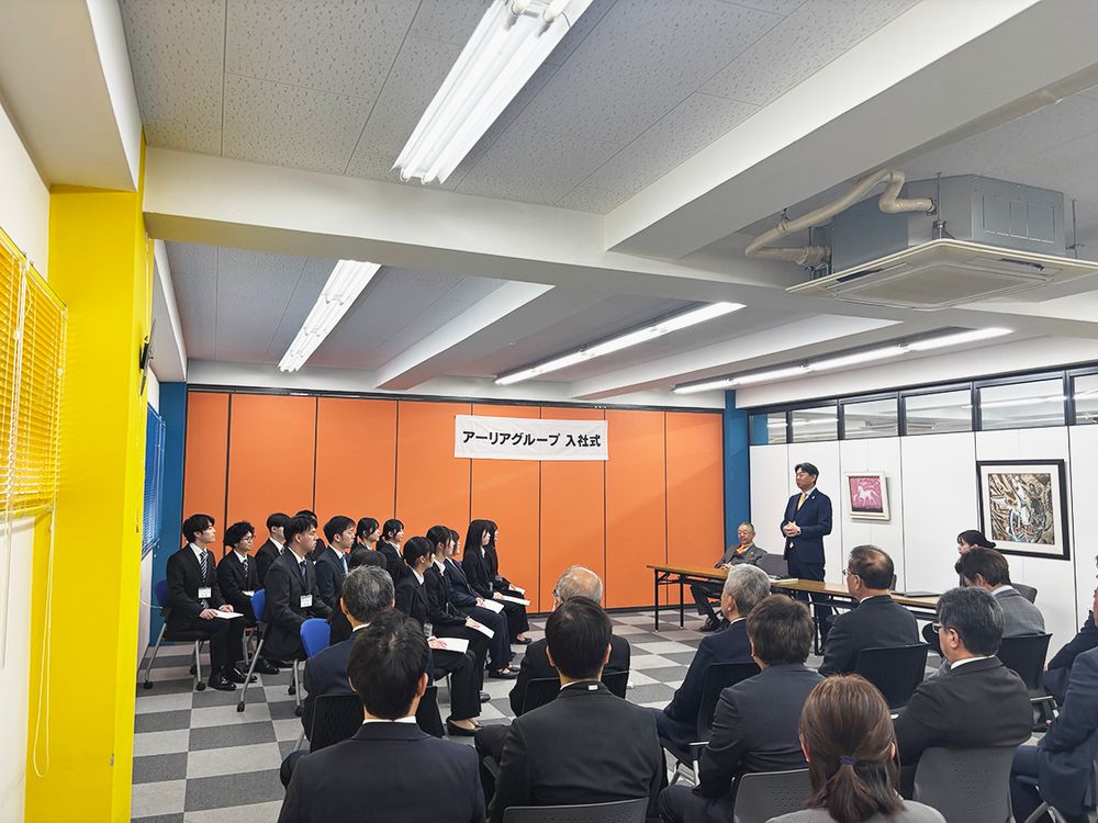 森本代表から新入社員に向けて、激励のメッセージや理念などが伝えられた
