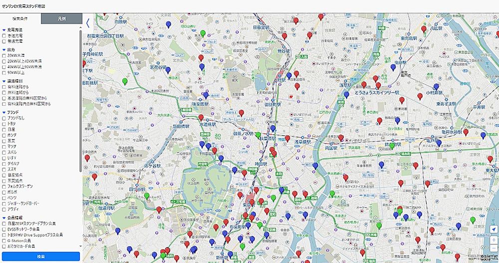 〝動的〟な地理空間情報サービスを志向する（充電網情報）