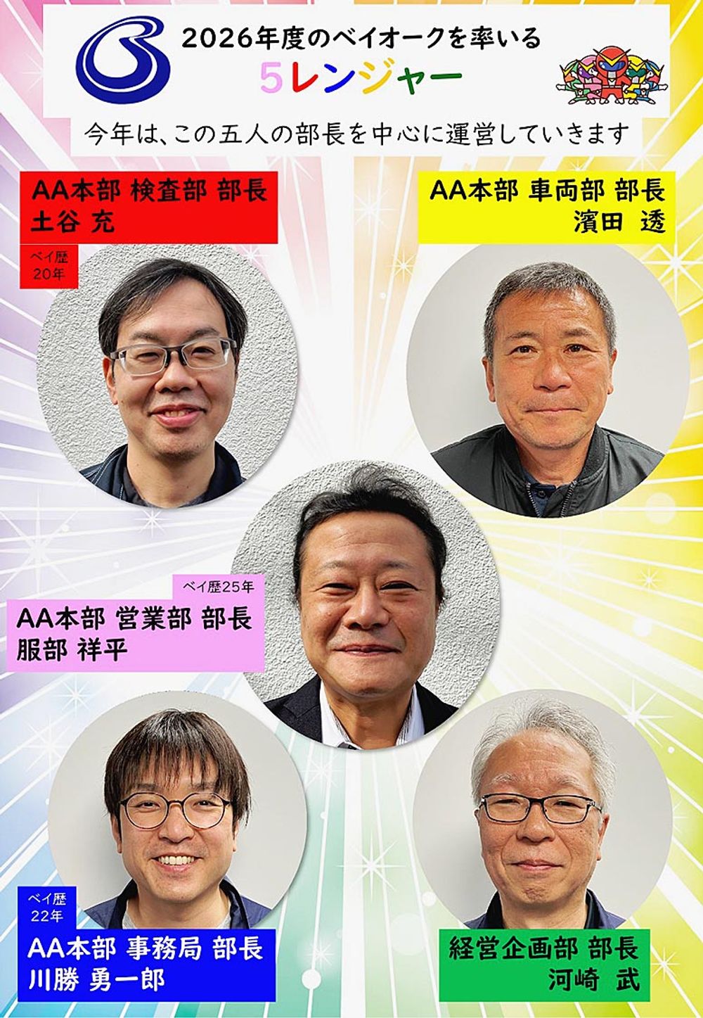 運営責任者として、よりよい会場づくりとＡＡの盛り上げを図る「ベイオーク５レンジャー」