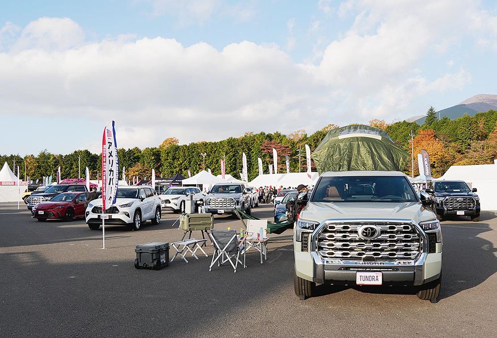 イベント会場に並べられたトヨタの米国生産車