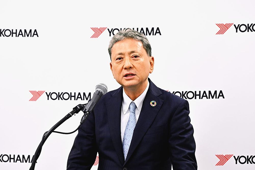 「今後も『うなぎ上り』の成長が続く」と話す横浜ゴムの山石昌孝会長兼CEO（12日）